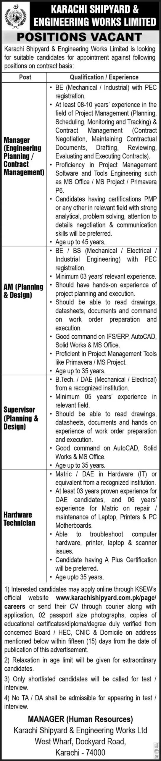 Explore Exciting Career Opportunities at Karachi Shipyard & Engineering Works Limited (KSEW) Jobs 2024