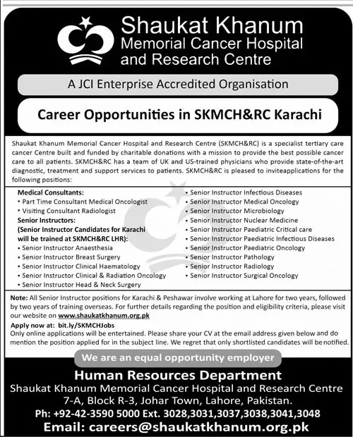 Shaukat Khanum Memorial Cancer Hospital & Research Centre (SKMCH&RC) Jobs 2024 1 Shaukat Khanum Memorial Cancer Hospital & Research Centre (SKMCH&RC) Jobs 2024