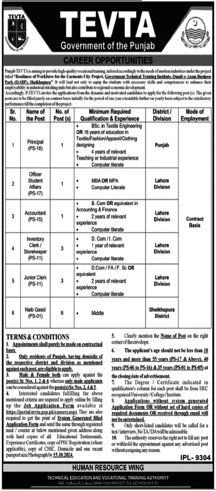 TEVTA Jobs 2024 1 Technical Education And Vocational Training Authority TEVTA Jobs 2024