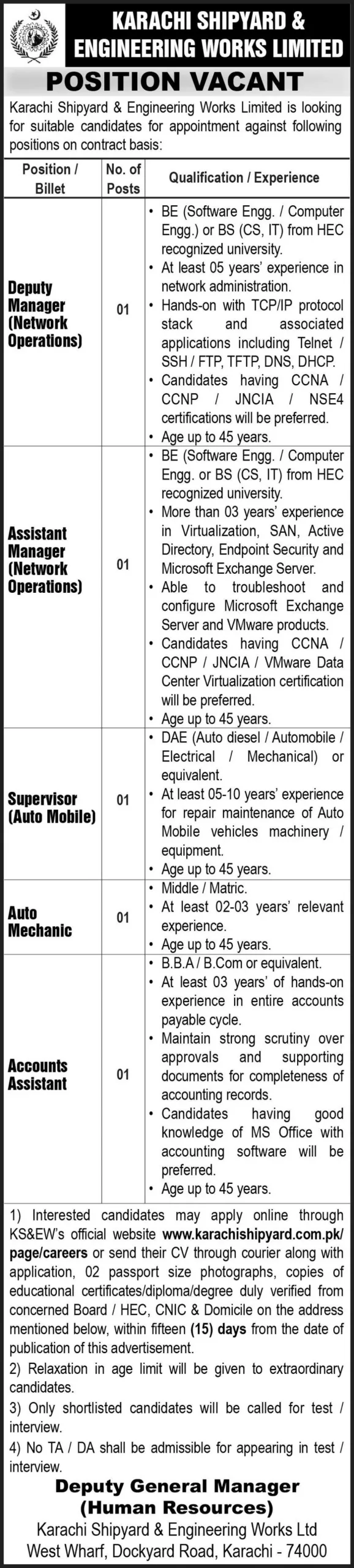 Karachi Shipyard & Engineering Works Limited (KSEW) Jobs 2024