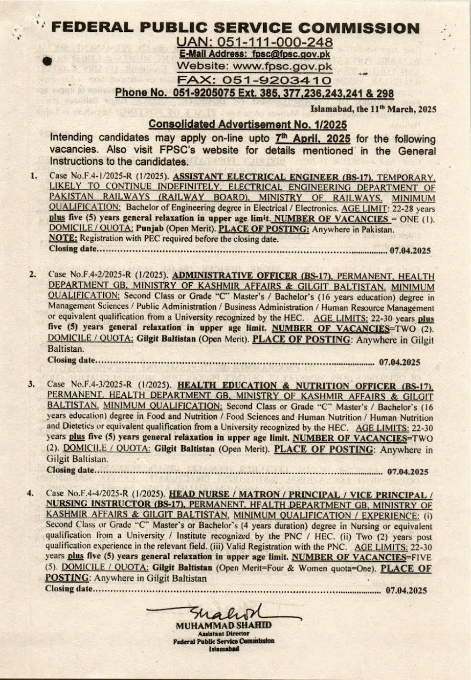 Federal Public Service Commission (FPSC) Job Opportunities 2025 Apply Now