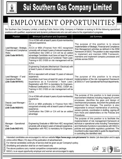 Sui Southern Gas Company (SSGC) Jobs 2025 – Apply Online 2 Sui Southern Gas Company (SSGC) Jobs 2025 – Apply Online