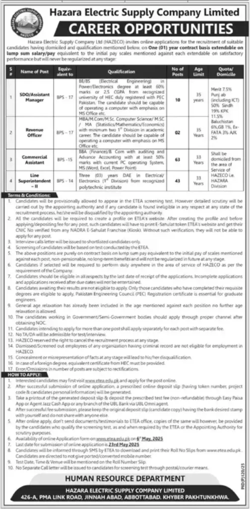 Hazara Electric Supply Company Jobs 2025 1 Hazara Electric Supply Company Jobs 2025