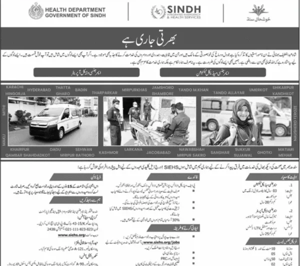 SIEHS Sindh Integrated Emergency and Health Services Jobs 2025