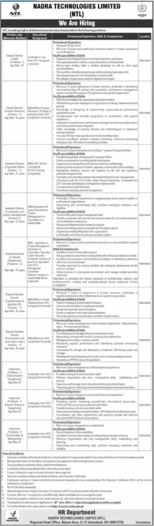 NADRA Technologies Limited NTL Jobs 2025 1 NADRA Technologies Limited NTL Jobs 2025