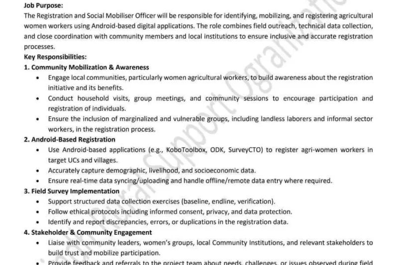 Sindh Rural Support Organization SRSO 360+ Social Mobiliser Jobs